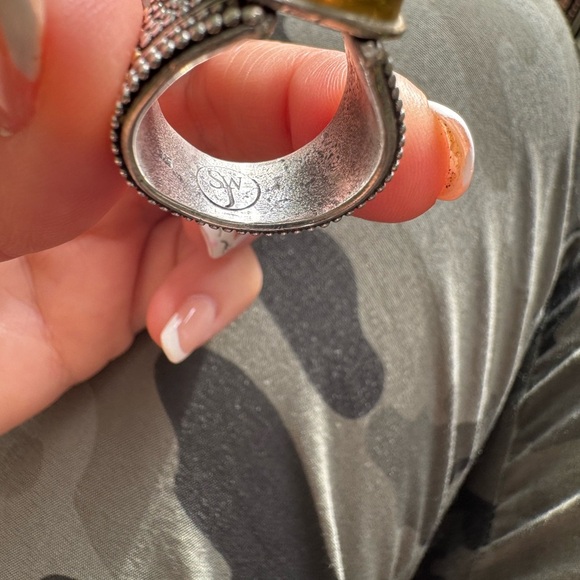 18kGold and Sterling Silver Ring with Incredible Royal Topaz Stone - Picture 3 of 11